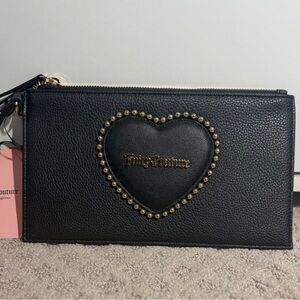Juicy Couture Black Heart Studded Wristlet Clutch